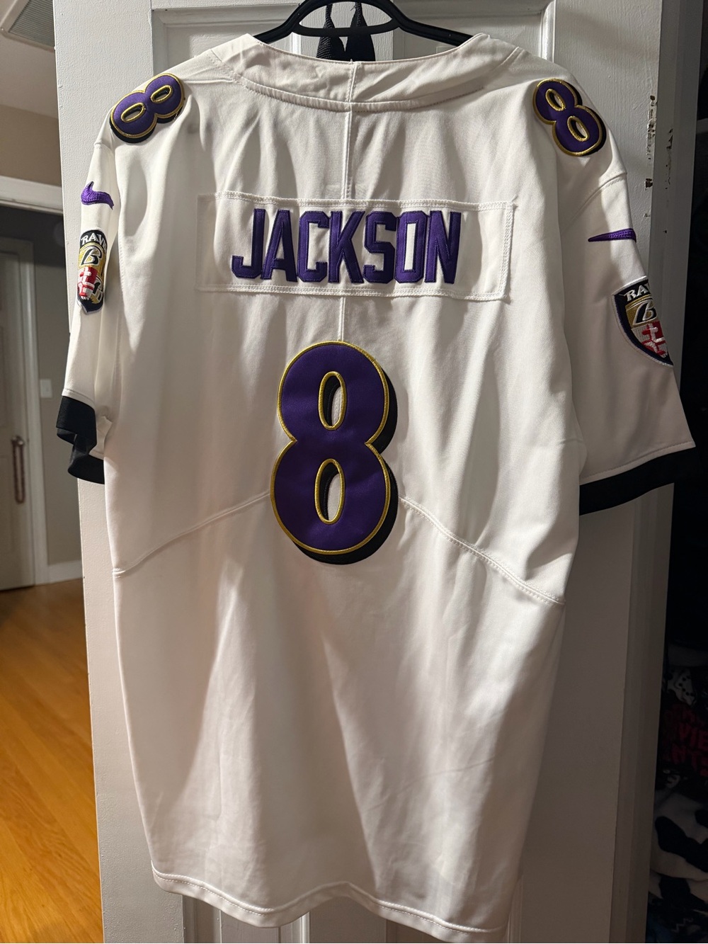 Nike White Baltimore Ravens Jackson #8 Football Jersey